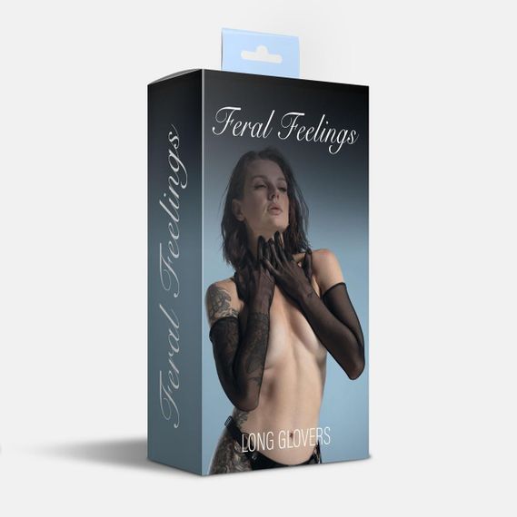 Рукавички довгі сітка Feral Feelings - Long Glovers M, чорні sexstyle | Зображення 1