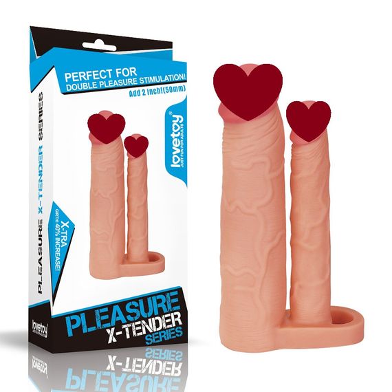 Насадка на член - Pleasure X-Tender Double Penis Sleeve Add 2" Flesh sexstyle