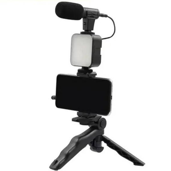 Штатив для зйомки з підсвічуванням та кріпленням для смартфона бездротовий The lamp HA-87 Чорний