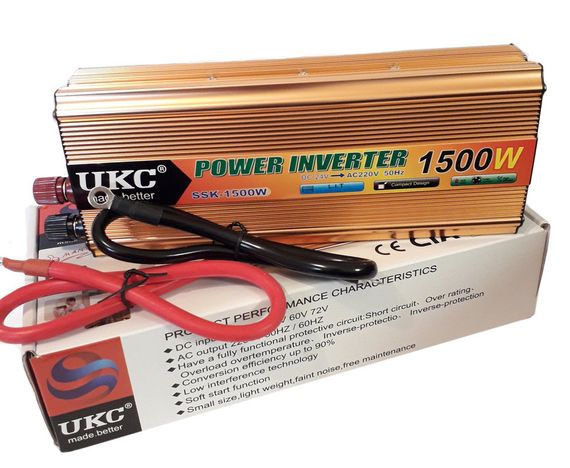 Перетворювач напруги UKC 1500 Вт 24v 220v інвертор 1500w 24в 220в | Зображення 1