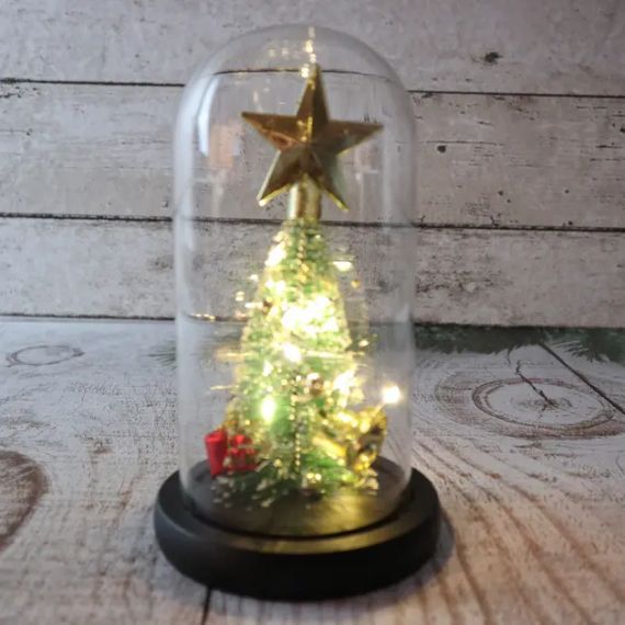 Нічник новорічна ялинка у скляній колбі gold star | Зображення 3