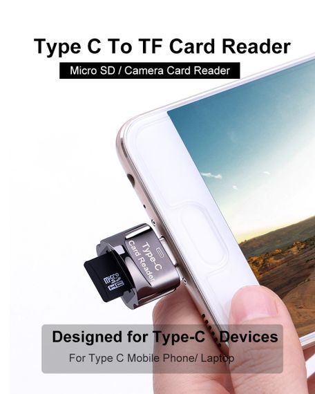 Кардридер з Type C на Micro-SD, TF, високошвидкісний, сірий | Зображення 4