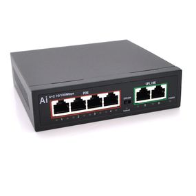 POE коммутатор Merlion 4 POE 10/100+2 RJ45 10/100 встроенный БП 52V 1.05A