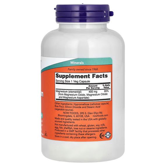 Магний NOW Foods Magnesium Caps 400 mg 180 VCAPS | Зображення 1