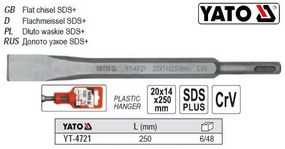 Зубило долото вузьке SDS+ 20х14х250 мм l=250 мм YATO-4721