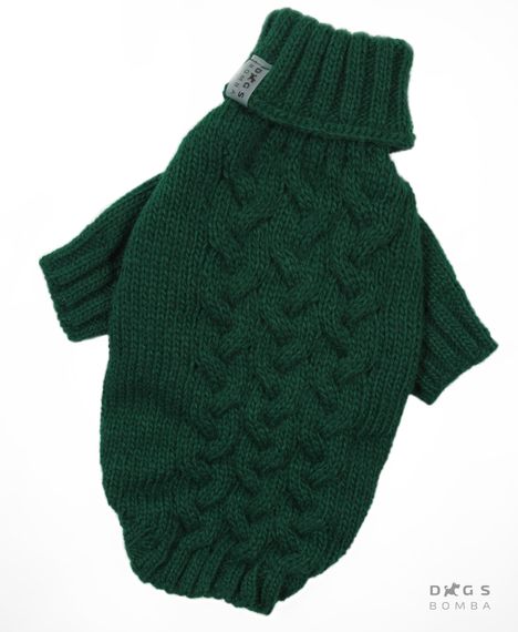 Светр в'язаний Косичка смарагд Y-231