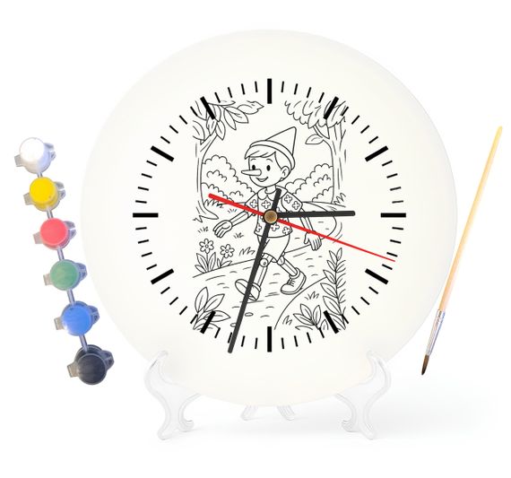 Детский набор для творчества часы-раскраска Приключения Пиноккио (по мотивам романа Карло Коллоди) 30 см (Г0011)