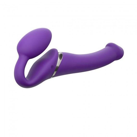 Безремневий страпон з вібрацією Strap-On-Me Vibrating Violet M діаметр 3,3 см, пульт ДК, регулюється