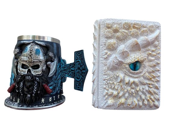 Подарунковий набір Кухоль 3D Молот Тора Бородастий Вікінг і Блокнот 3D «Око Крижаного Хранителя»