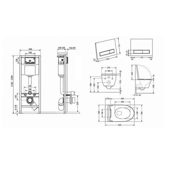Готовое решение Qtap для ванной комнаты: подвесной унитаз Robin Ultra Quiet 520x365x365 + комплект инсталляции Nest 4 в 1 | Зображення 1