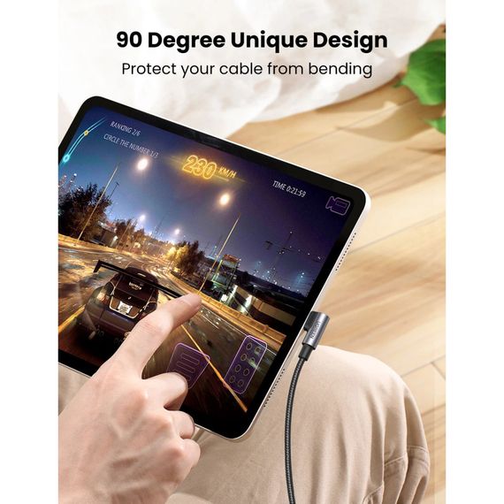 Дата кабель USB-C 2.0 to USB-C 3.0m 90° corner US334 black UGREEN (20583) | Зображення 6