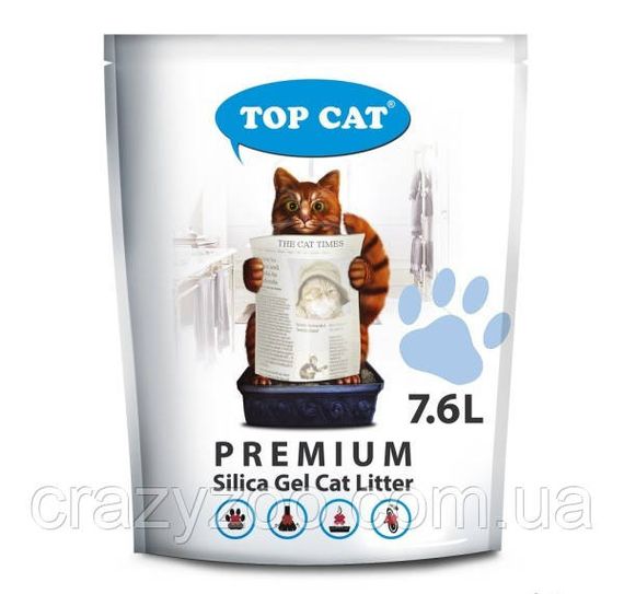 Наповнювач для котячого туалету Top Cat Premium силікагелевий 7.6 л 480118