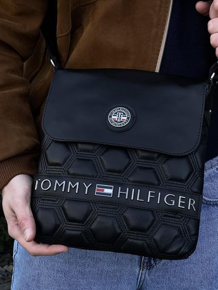 Месенджер шкіряний Tommy Hilfiger чорні шестикутники | Зображення 2
