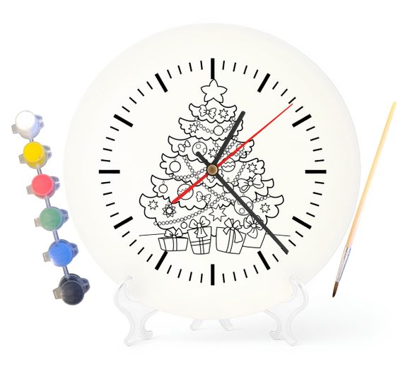 Детский набор для творчества часы раскраска Новогодняя елка 30 см (Г0064)