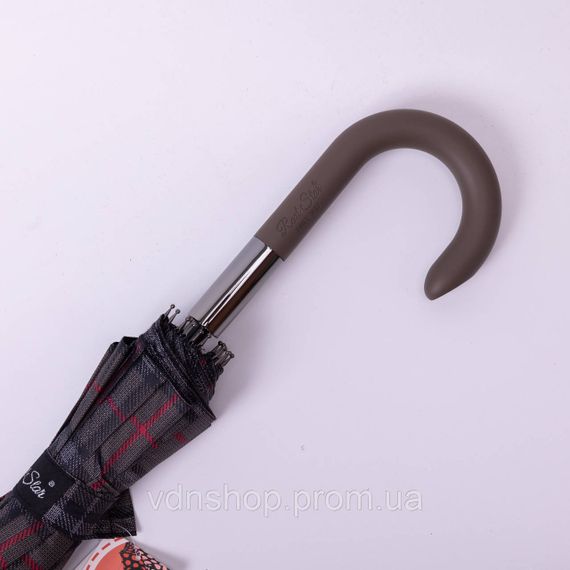 Класична парасолька-тростина напівавтомат з поліестеру 16 спиць діаметр 117 см Сірий HP-23-4G | Зображення 4