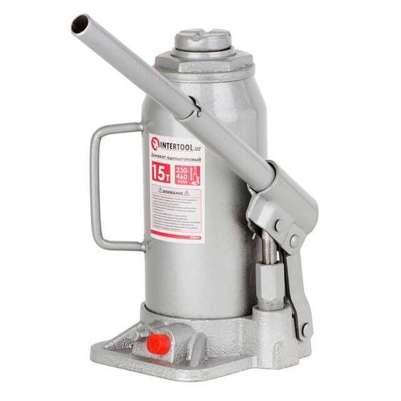 Домкрат "стовпчик" одноштоковий 15 т, 230-460 мм INTERTOOL GT0027 | Зображення 1