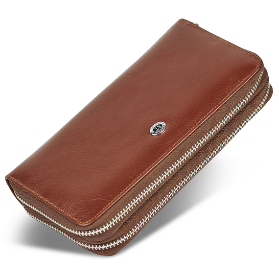 Коричневый мужской клатч из натуральной кожи на две молнии ST Leather B139-3