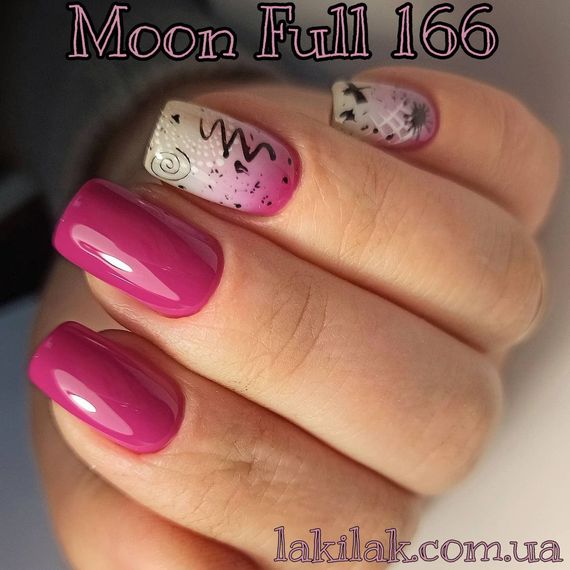 Гель-лак Moon Full №166 глибокий рожевий 8мл