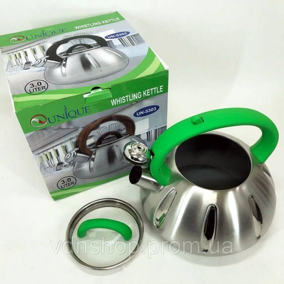 Чайник металевий газовий, Чайник на кухню 3 л, Сучасний чайник зі свистком для газової комфорки PD-86 | Зображення 6