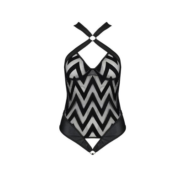 Сітчастий боді з халтером та ритмічним малюнком Hima Body black S/M - Passion | Зображення 2