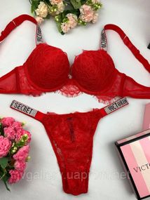 Мереживний комплект білизни Victoria`s Secret зі стразами Вікторія Сікрет, Жіночий комплект Вікторія Сікрет Стрази