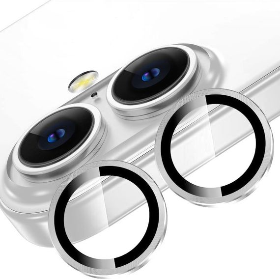 Захисне скло Metal Classic на камеру (в упак.) для Apple iPhone 16 (6.1") / 16 Plus (6.7") Срібний / Silver | Зображення 2