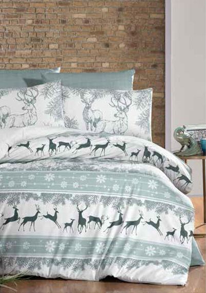 Постільна білизна First Choice Ranforce 200 х 220 см Deer Dark Green