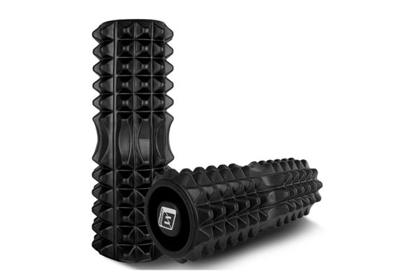 Масажний ролик EasyFit Grid Roller 33 см v.1.2 із заглушками із двох сторін Чорний (EF-2022a-BK) | Зображення 1