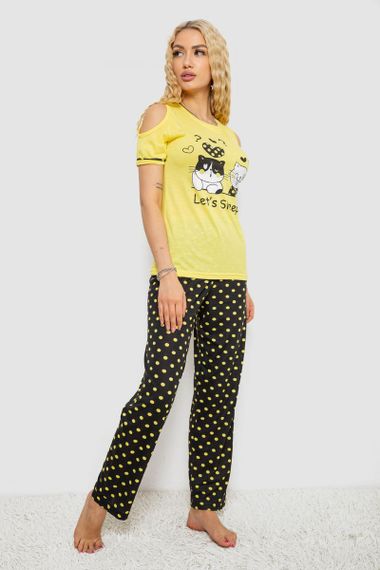 Піжама жіноча з принтом, колір жовтий, 243R2038-A | Зображення 2