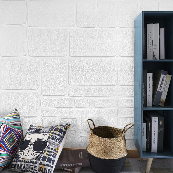 Самоклеюча 3D панель камінь білий 700х700х6мм (151) SW-00001155 | Зображення 2
