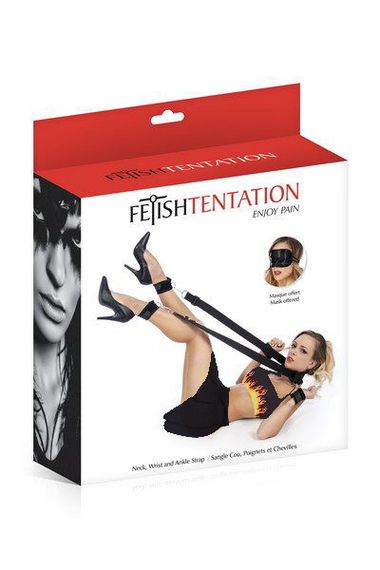 Фіксатор ніг і рук з маскою на очі Fetish Tentation Neck, Wrist and Ankle Strap | Зображення 1
