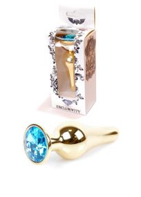Анальна пробка - Jewellery Gold Long Plug Light Blue Sex Aura
