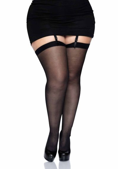 Прозорі панчохи зі швом Leg Avenue Sheer backseam stockings Black, plus size