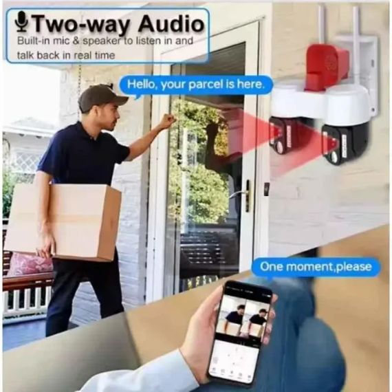 Високопродуктивна камера відеоспостереження з двома напрямками руху, WIFI, горизонтальне обертання на 360° та вертикальне на 90°, | Зображення 4