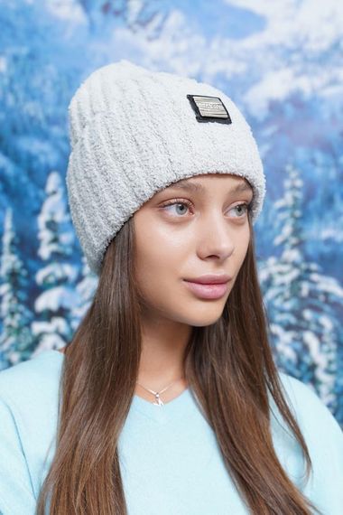 Удлиненная зимняя шапка-колпак (5056) светло-серый