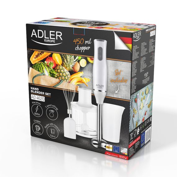 Блендер занурювальний Adler AD 4620 білий 3 в 1 800 Вт подрібнювач вінчик | Зображення 9