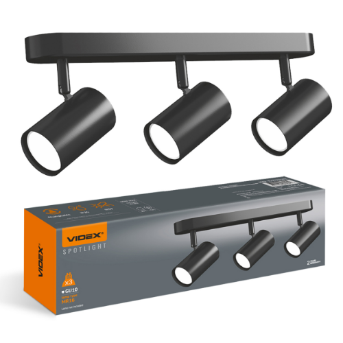 Світильник VIDEX під лампу 3xGU10 накладний поворотний VL-SPF05B-WFB