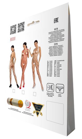 Бодістокінг у дуже велику сітку Passion BS091 white, з доступом sexstyle | Зображення 6