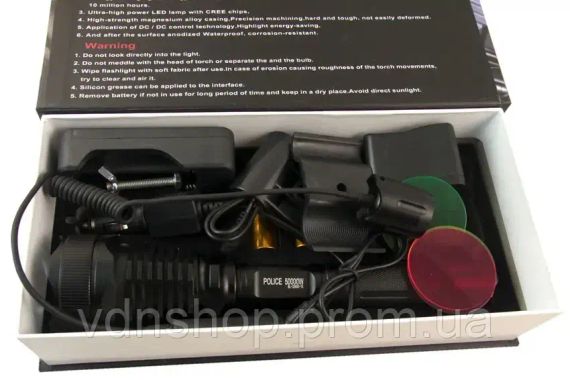 Светодиодный фонарь BL-2800-T6 50000W, тактический фонарь, фонарь с кнопкой | Зображення 6