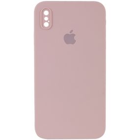 Чохол Silicone Case Square Full Camera Protective (AA) для Apple iPhone XS / X (5.8") Рожевий / Pink Sand