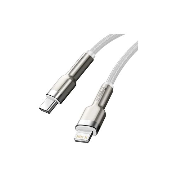 Дата кабель USB-C to Lightning 2.0m Cafule Metal PD 20W white Baseus (CATLJK-B02) | Зображення 3
