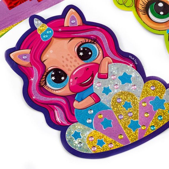 Набір для творчості "Foil Art Чарівні тварини" VT4433-10 фольга, шпатель, стрази | Зображення 3