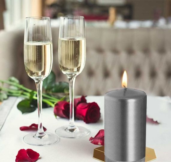 Свічка столова циліндр Bispol AURA Candles sw60/100-271 Срібний металік | Зображення 3