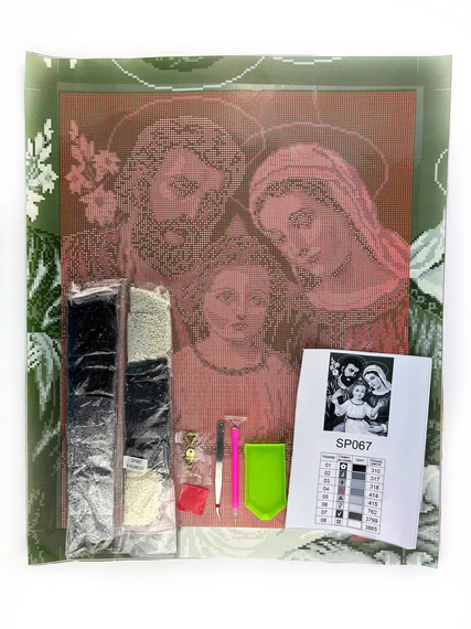 Алмазная мозаика Икона Святая семья в сером цвете 40х50 см ColorArt SP067 | Зображення 2