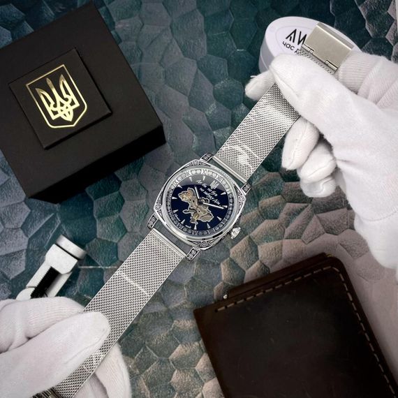 Чоловічий годинник Awarder 021-3D Де би не був Silver-Black Mesh | Зображення 2