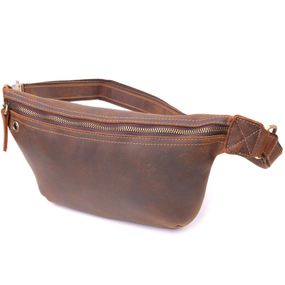 Сумка Vintage Винтажная поясная из натуральной кожи Коричневая (21294)
