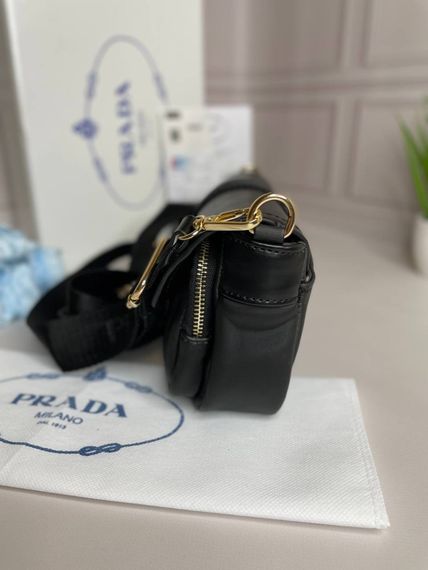 Сумка женская Prada Pocket nylon and brushed leather bag черная  wb010 | Зображення 4