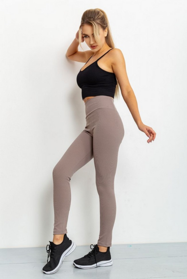 Женские модные лосины в рубчик GF01694 цвет мокко, размер 46 | Зображення 5