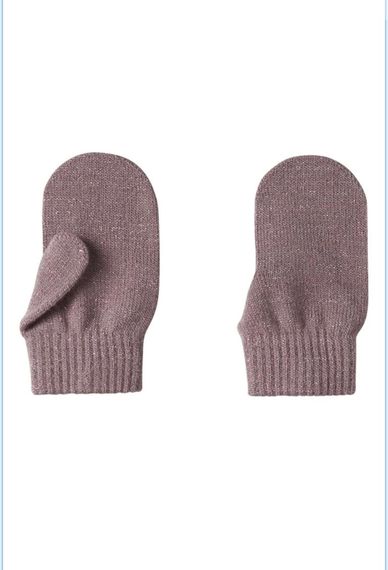 Дитячі демісезонні в'язані рукавиці для дівчаток Name It One size 2-6р Кавові (25091742)