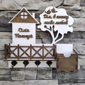 Настінна ключниця з дерева Дерев’яний органайзер для ключів Тримач для зберігання Персоналізація